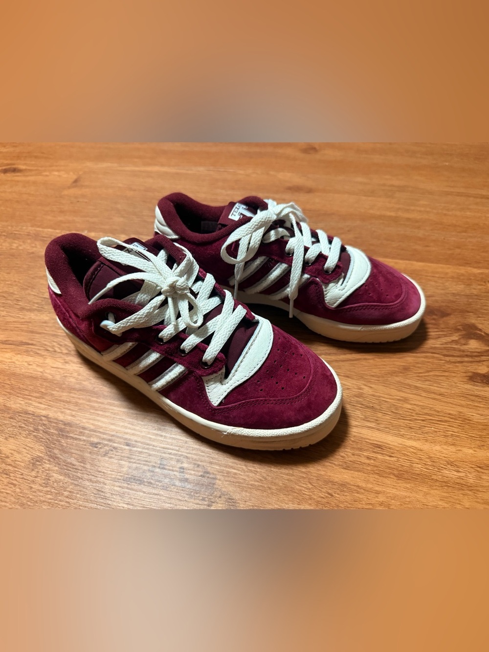 adidas Kids Burgundy and White Texas Aggies Suede Low-Top Sneakers